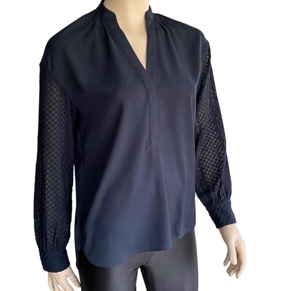 Club Monaco Oversized Chemise Blouse Shirt Navy Sz XS - Picture 2 of 12